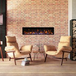 Amantii Deep 50" Electric Fireplace - Black Steel Surround