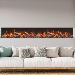 Amantii Tru View Bespoke 3 Sided Electric Fireplace - 85"