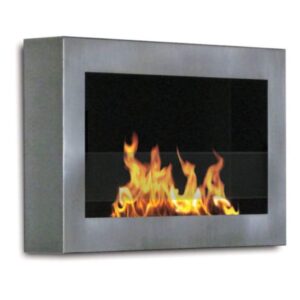 anywhere fireplace soho 28" stainless steel wall-mounted bio-ethanol liquid fuel fireplace