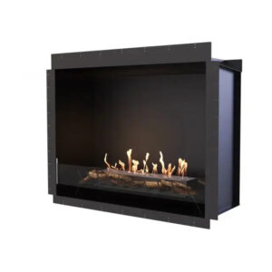 ecosmart fire heritage 56ss 64" black fireplace insert with stainless steel ethanol burner by mad design