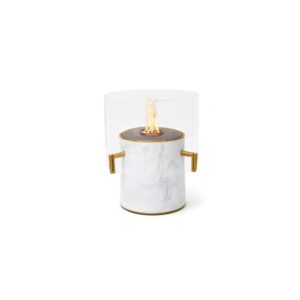 ecosmart fire pillar 3l 19" marble white freestanding designer fireplace with black burner by mad design group