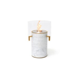 ecosmart fire pillar 3t 24" marble white freestanding designer fireplace with stainless steel burner by mad design group