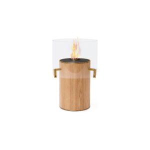 ecosmart fire pillar 3t 24" oak freestanding designer fireplace with black burner by mad design group