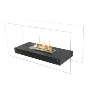 the bio flame 35" evoque freestanding see-through ethanol fireplace